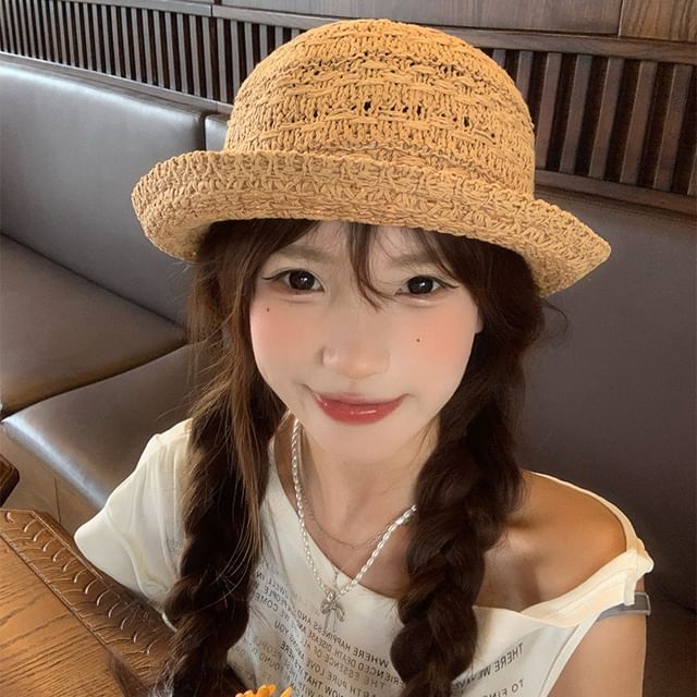 Straw Bowler Hat