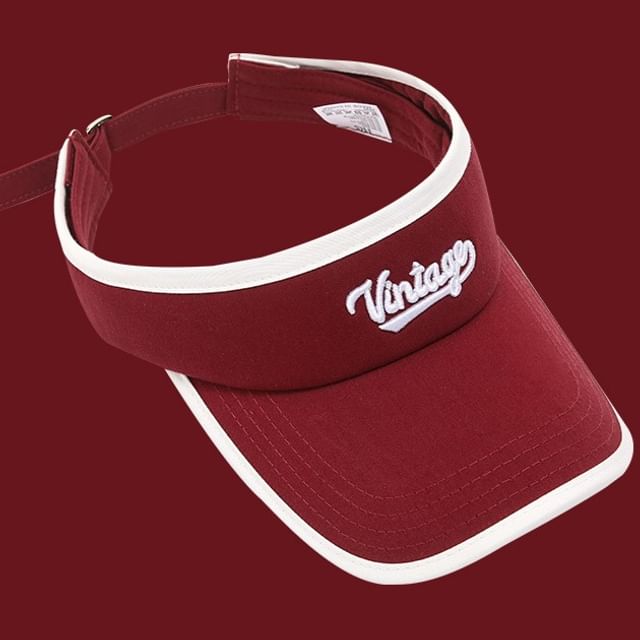 Lettering Embroidered Piped Sun Visor