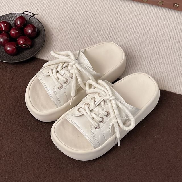 Lace-Up Slide Sandals Platform