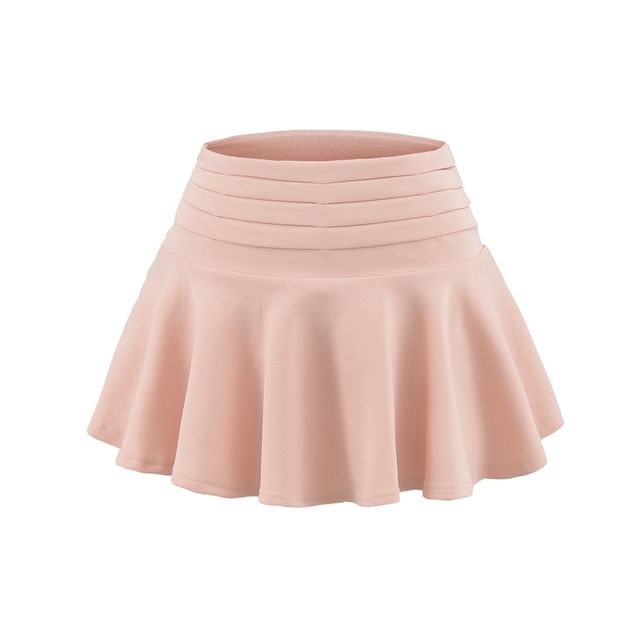 Elevated Waist Smooth Flared Short Skirt