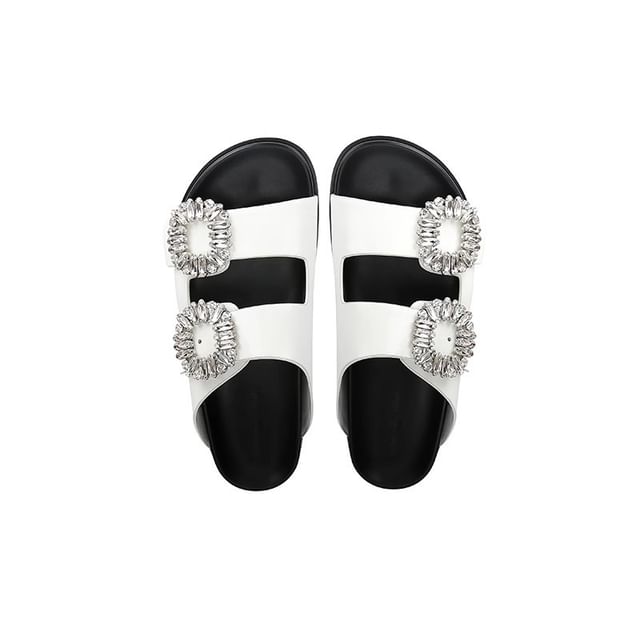 Rhinestone Buckled Slide Sandals