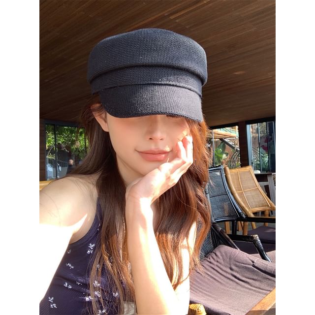 Newsboy Cap Plain Knit