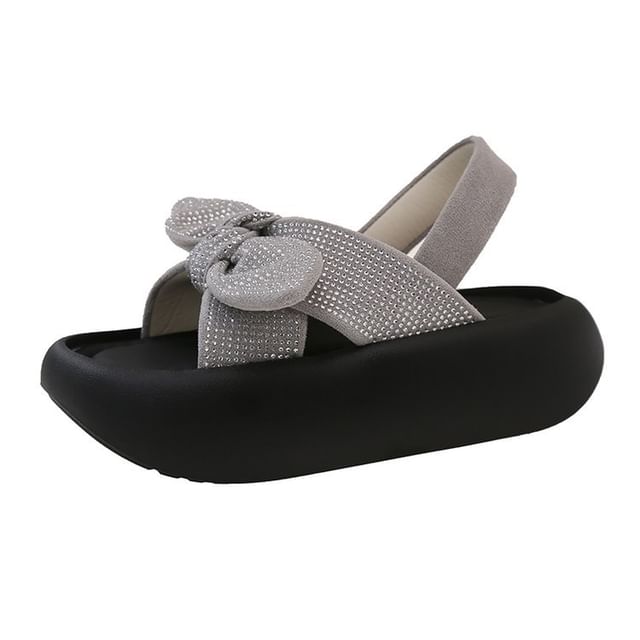 Slingback Sandals Bow Platform Rhinestone