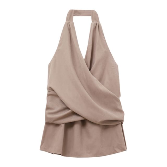 Halter Wrap Top with V-Neck, Plain