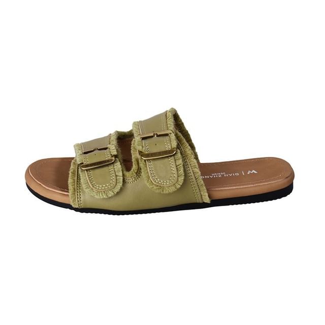 Slide Sandals Buckled Plain
