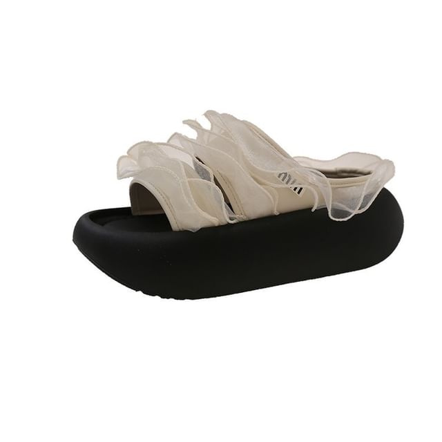 Slide Platform Trim Sandals Ruffle