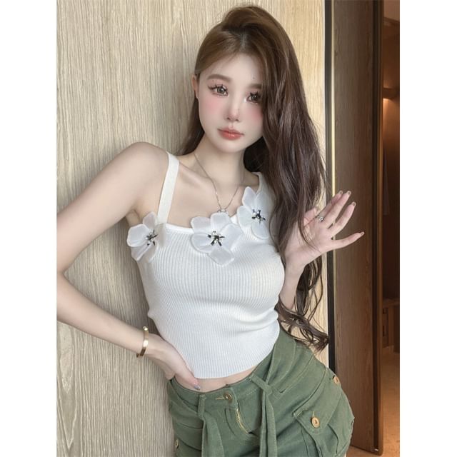 Crop Tank Asymmetrical Floral Top