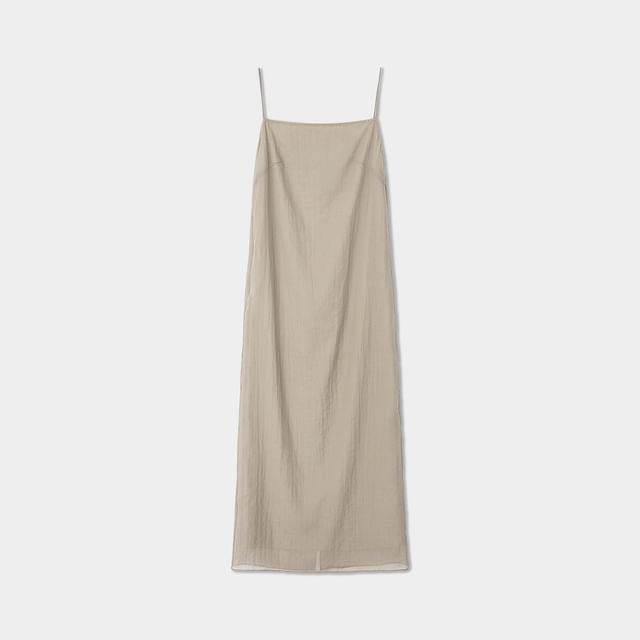 Sheer Long-Sleeved Shirt / Spaghetti Strap Maxi Dress