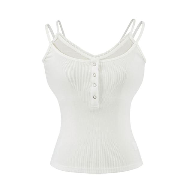 Mock Two-Piece Plain Camisole Top