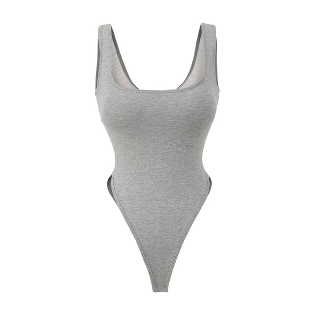 Padded Sleeveless Square-Neck Bodysuit Top