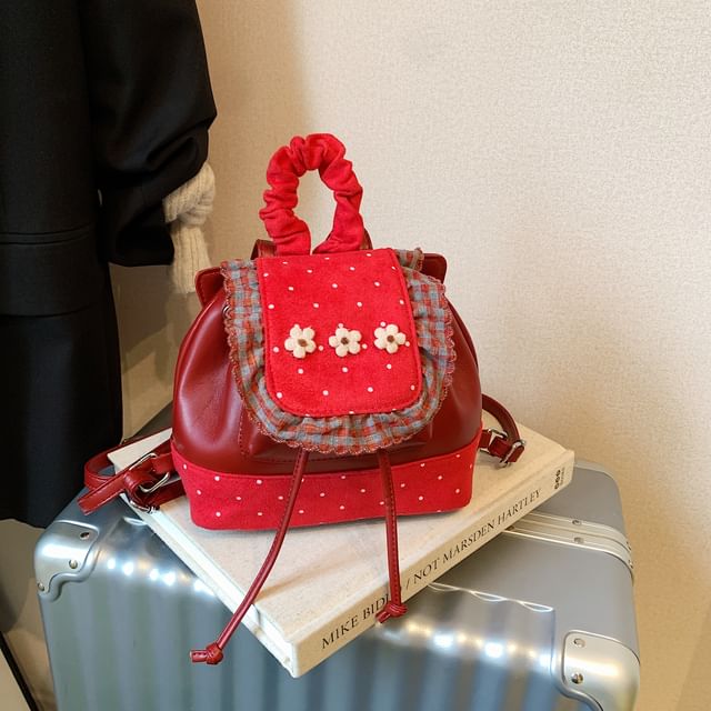 Backpack Panel Ruffle Small Dotted Floral