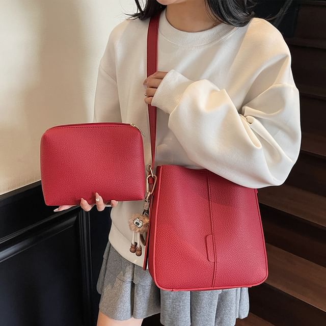With Pouch Shoulder Leather Faux Bag