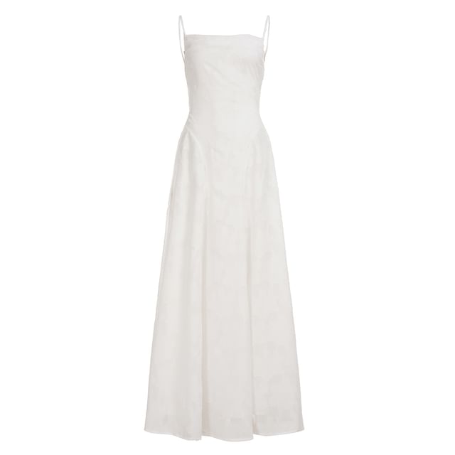 Spaghetti Strap Midi A-Line Lace Dress