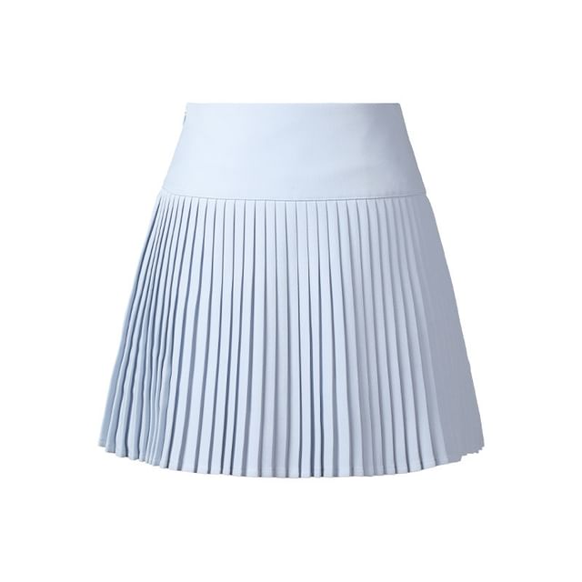Solid Mini Pleated Skirt with High Waist