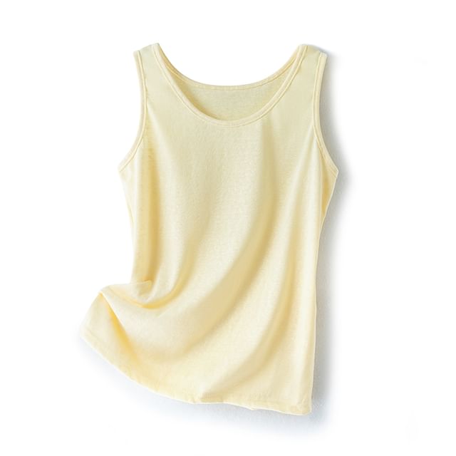Round-Neck Solid Sleeveless Tank