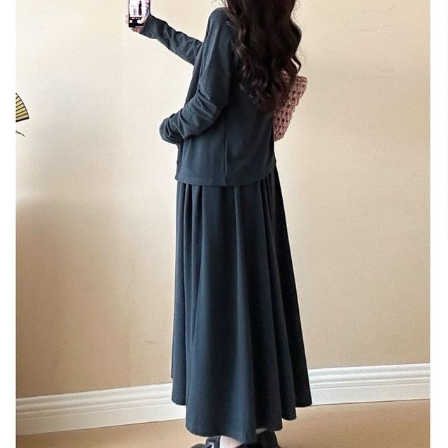 Cami Top and Cardigan with Maxi Skirt Set
