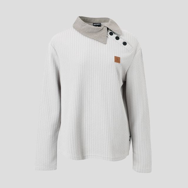 Unisex Long-Sleeved Tee with Asymmetric Collar