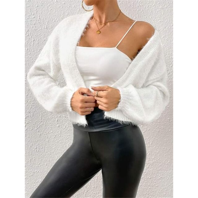 Fluffy Open Front Crop Cardigan
