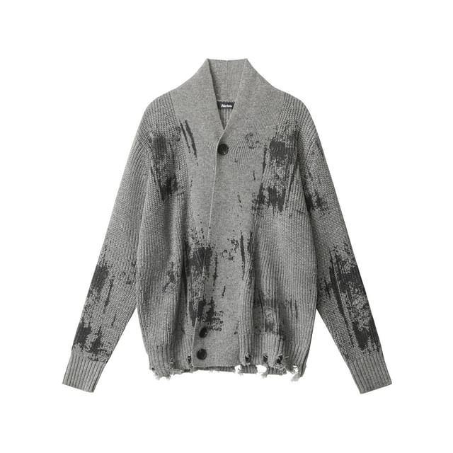 Tie-Dyed V-Neck Long Sleeve Loose-Fit Cardigan
