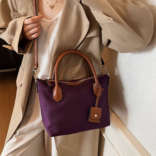 Nylon Top Handle Shoulder Bag