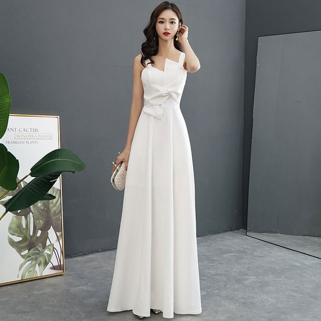 Short-Sleeve / Sleeveless Plain Maxi A-Line Wedding Dress