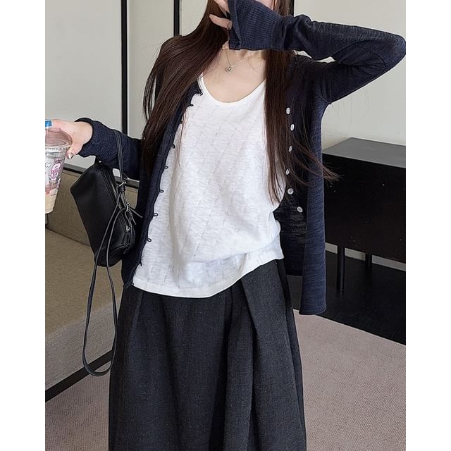 Scoop Neck Solid Tank Top or Cardigan Layering Piece