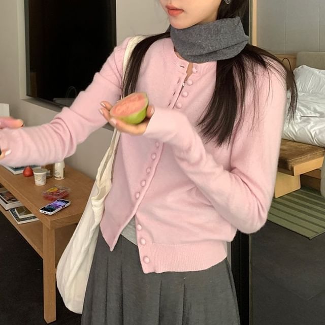 Plain Button-Up Cardigan