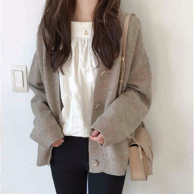 V-Neck Plain Cardigan