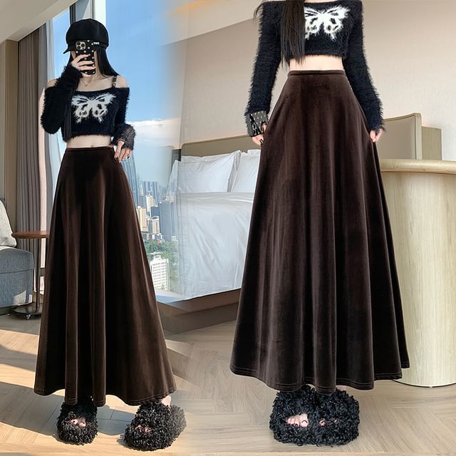High Waist Maxi A-Line Skirt