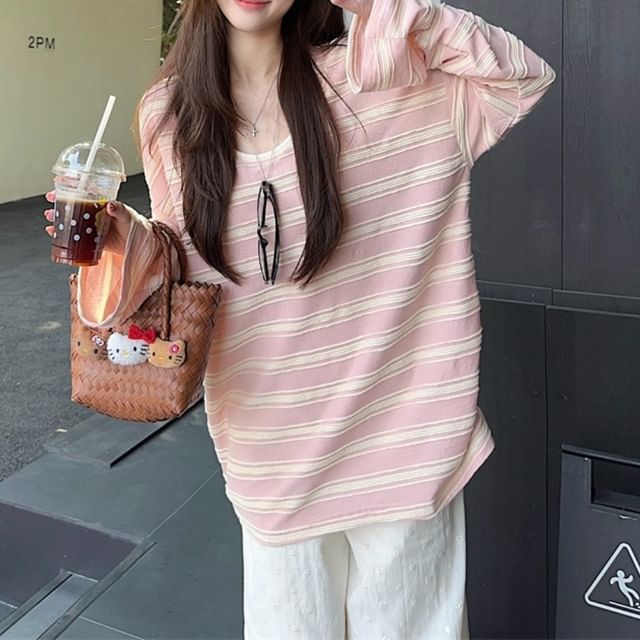 Classic Crewneck Striped Long-Sleeve Tee