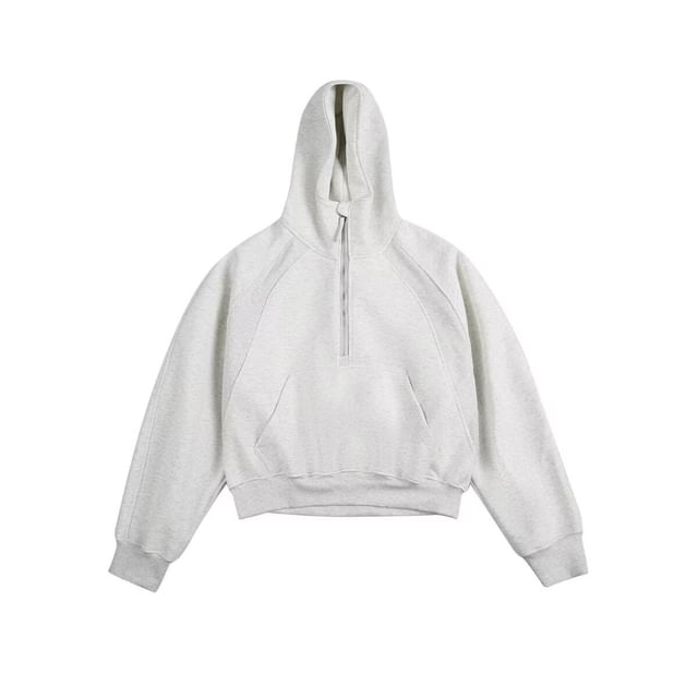 Raglan Half-Zip Stand-Collar Hoodie