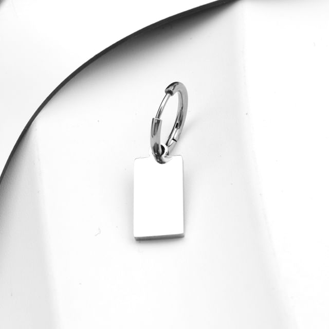 Tag Hoop Drop Earring / Clip On Earring