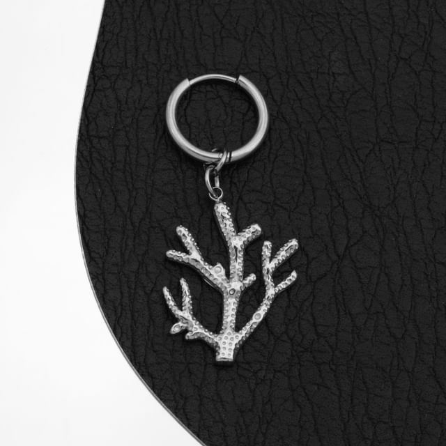 Coral Hoop Drop Earring / Clip On Earring