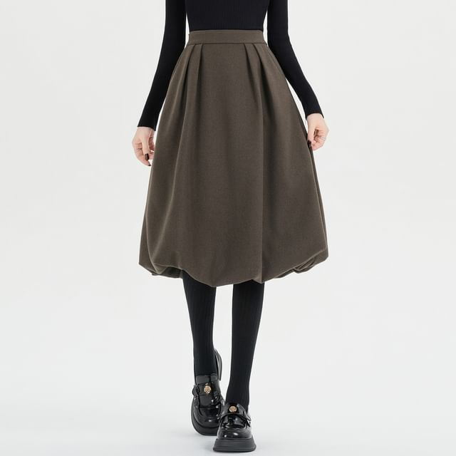 High Waist Midi A-Line Skirt