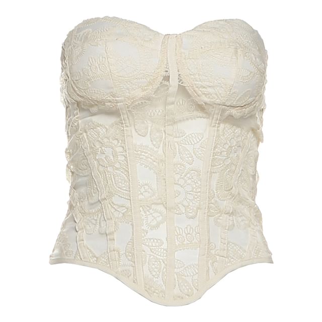 Lace Crop Corset Tube Top with High Waist Fluffy Mini Pencil Skirt