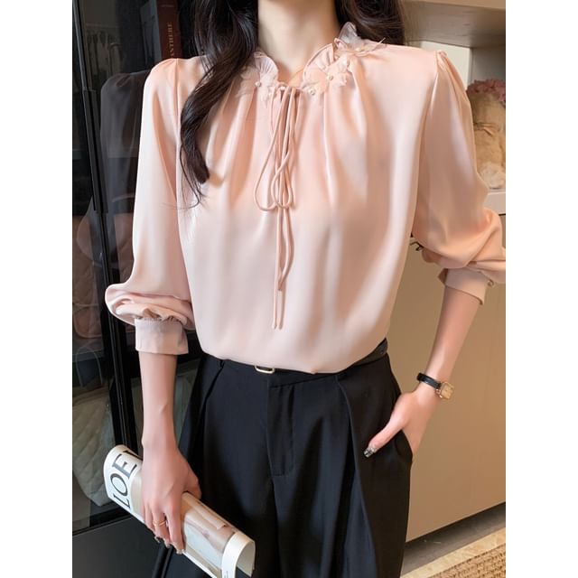Frill Trim Long Sleeve Blouse