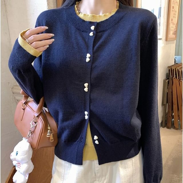 Two-Tone Button-Up Cardigan