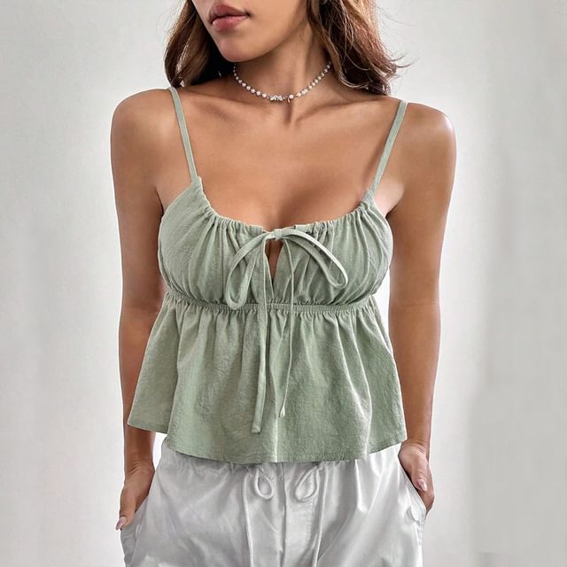 Cropped Tie-Front Camisole with Scoop Neckline