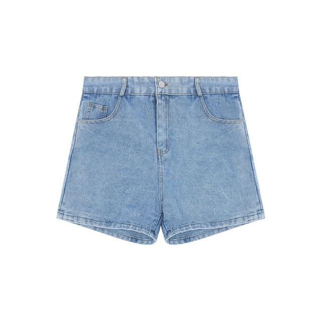 Washed Denim Hoodie and Shorts Set