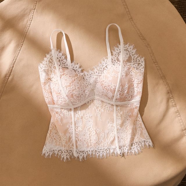 V-Neck Lace Bra Top