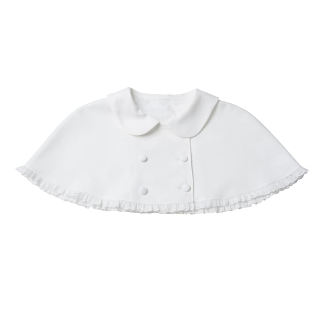Long-Sleeve Band Collar Plain Blouse / Collared Plain Crop Cape / Mid Rise Plain Mini A-Line Skirt / Long-Sleeve Collared Plain Ruffle Trim Mini A-Line Dress