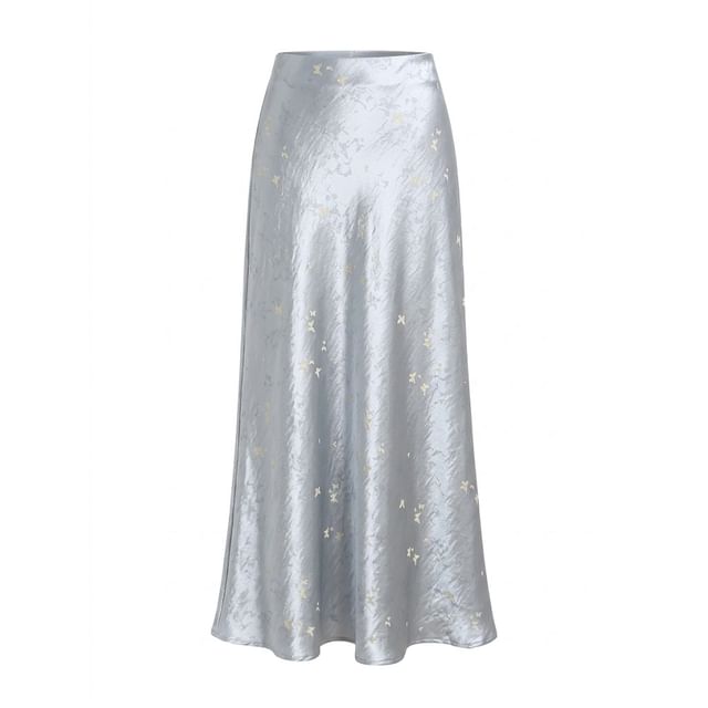 Jacquard Satin Maxi A-Line Skirt