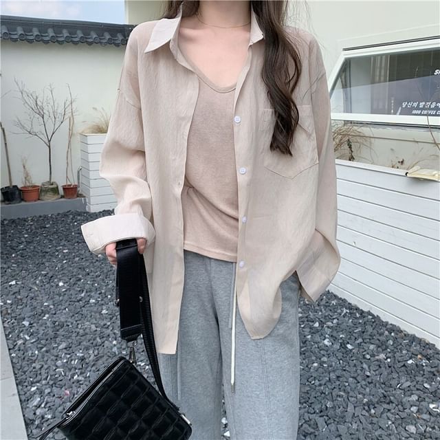 Long Sleeve Collared Button Up Shirt