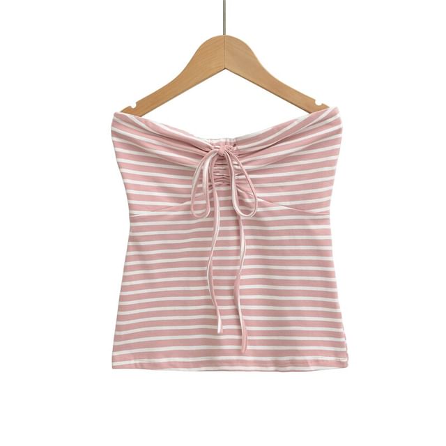 Striped Drawstring Tube Top