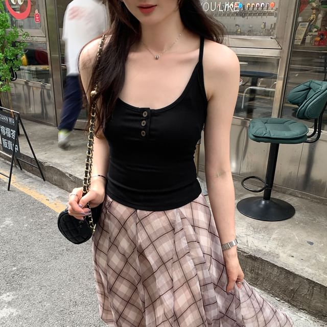 Plain Button Camisole Top