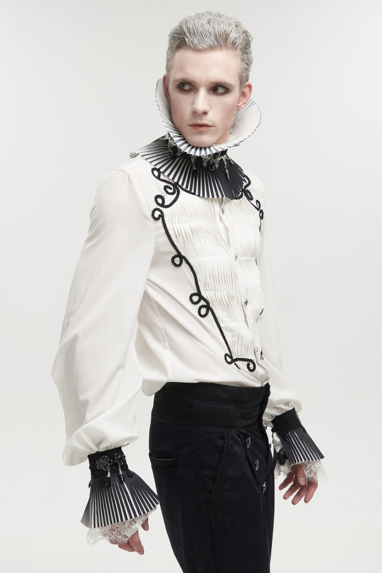 Gothic Gloves for Men with Luxurious Royal Beaded Lace and Double Color