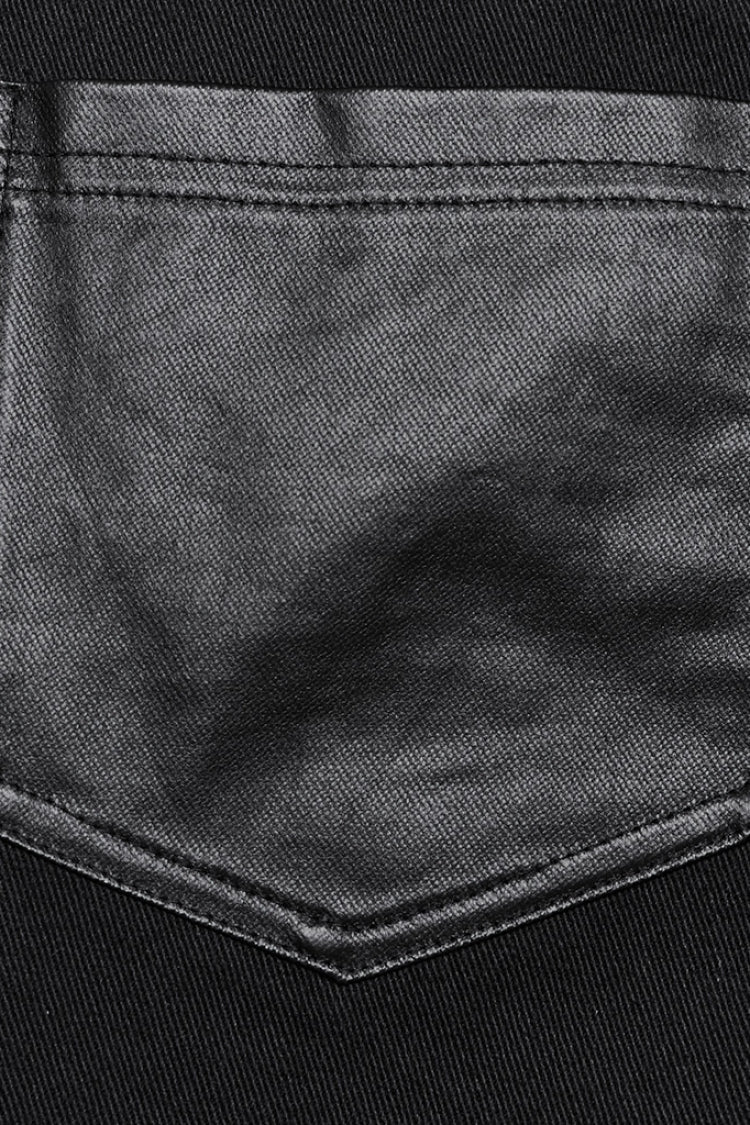 Punk Flared Trousers with Mesh and Metal Studs