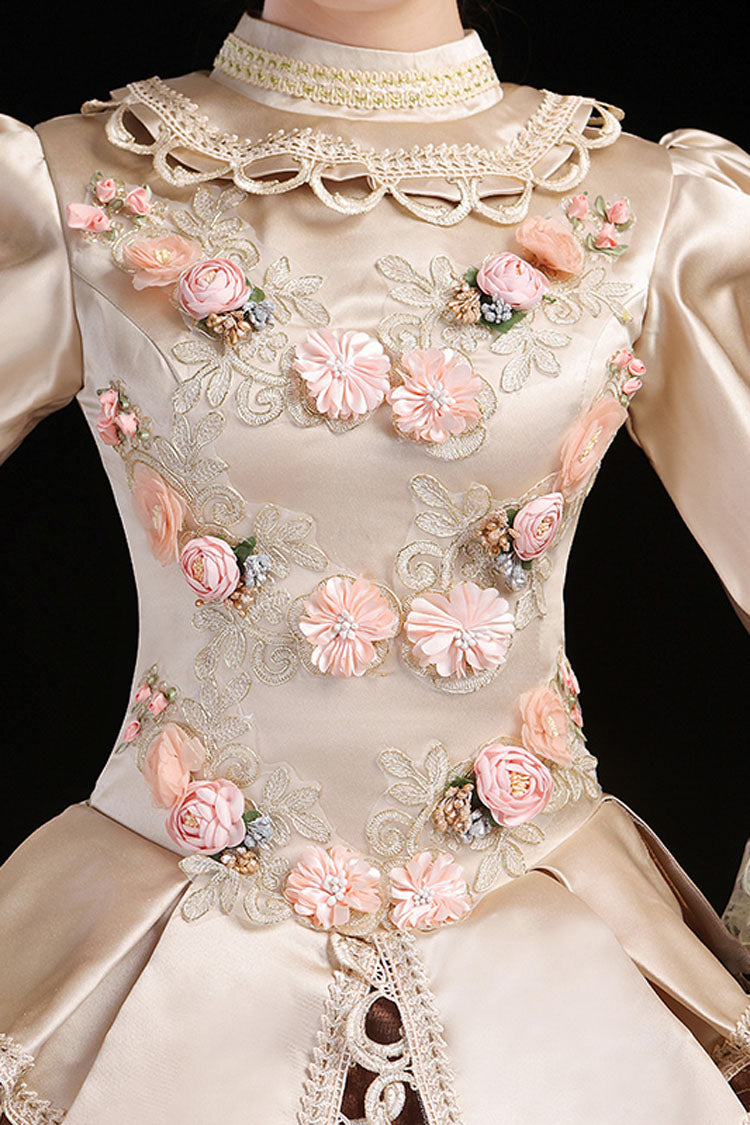 Victorian Floral Embroidered Gown with Hime Sleeves