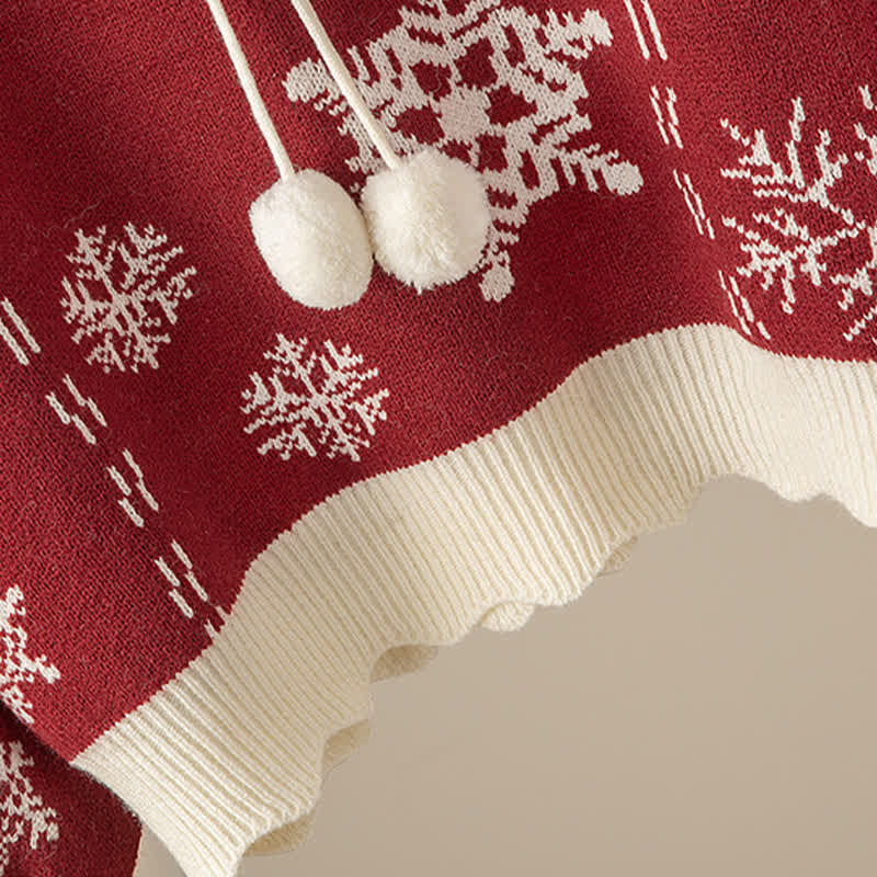 Fuzzy Flouncing Dress Sweater Print Slip Ball Snowflake