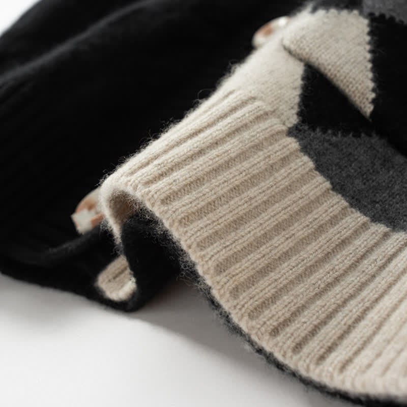 Rhombus Long Pants T-Shirt Sleeve Casual Sweater Print Set